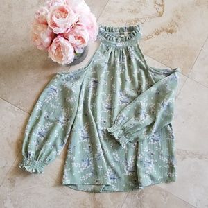 Floral cold shoulder top